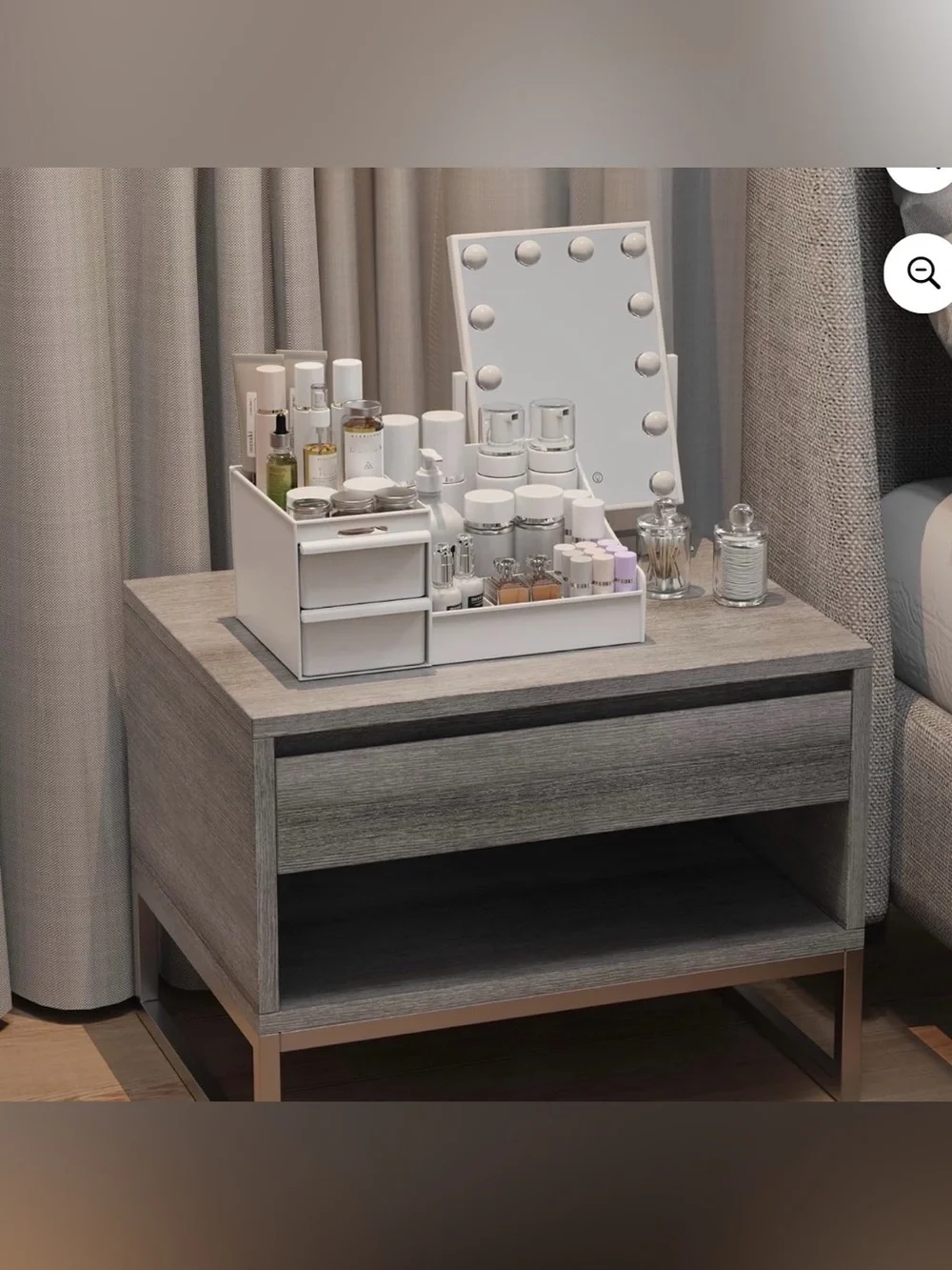 White Makeup Organizer with Drawers – Vanity Bathroom Desk Storage